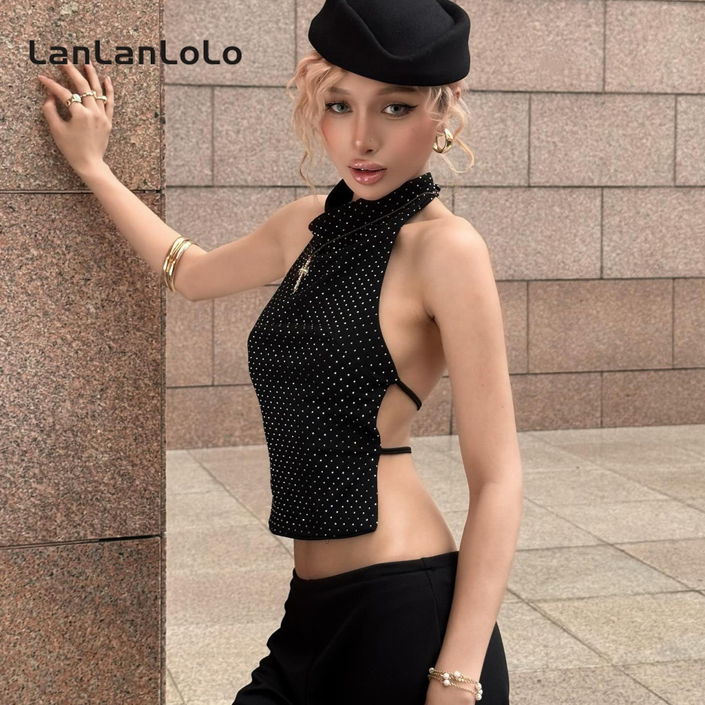 LanLanLoLo เสื้อกล้ามแขนกุดคอกลมลายจุด แฟชั่นใหม่ปี 2025 – โปรปัง