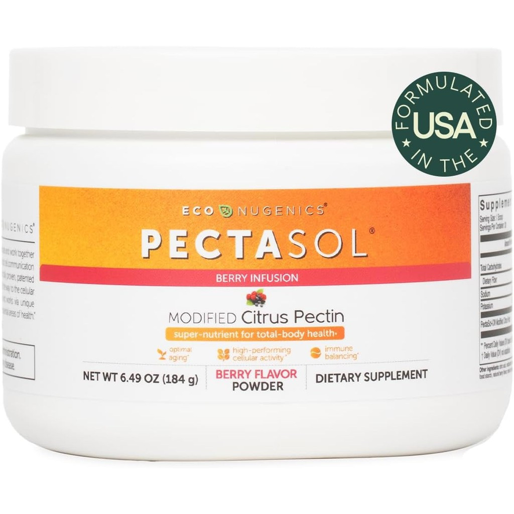 PectaSol Modified Citrus Pectin – 184g Berry Powder – อาหารเสริมสุขภาพร่างกายรวมเพื่อรองรับหัวใจ, ระ
