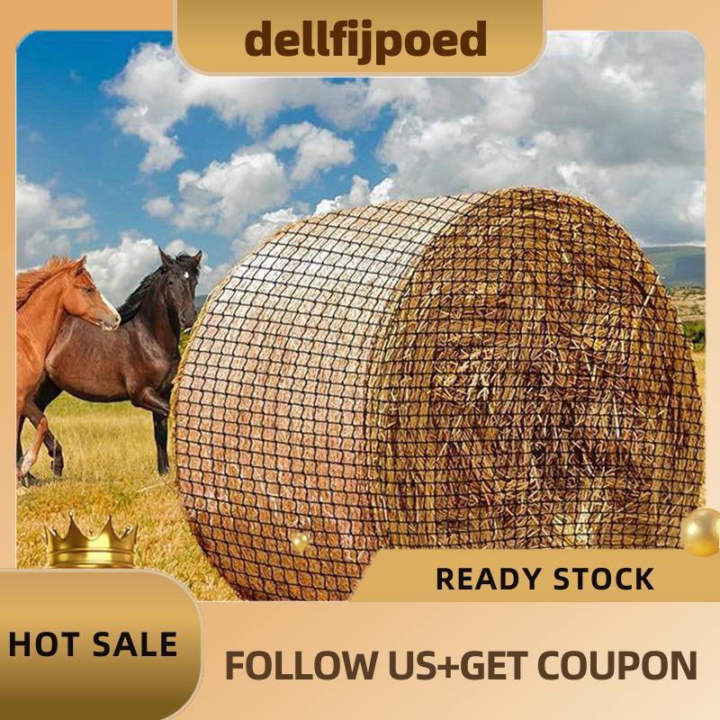 delfijpoedRound Bale Hay Net for Horses, Knotless Nylon Slow Feeder, 6x6 Ft, ลดของเสียหญ้าแห้ง, เหมา