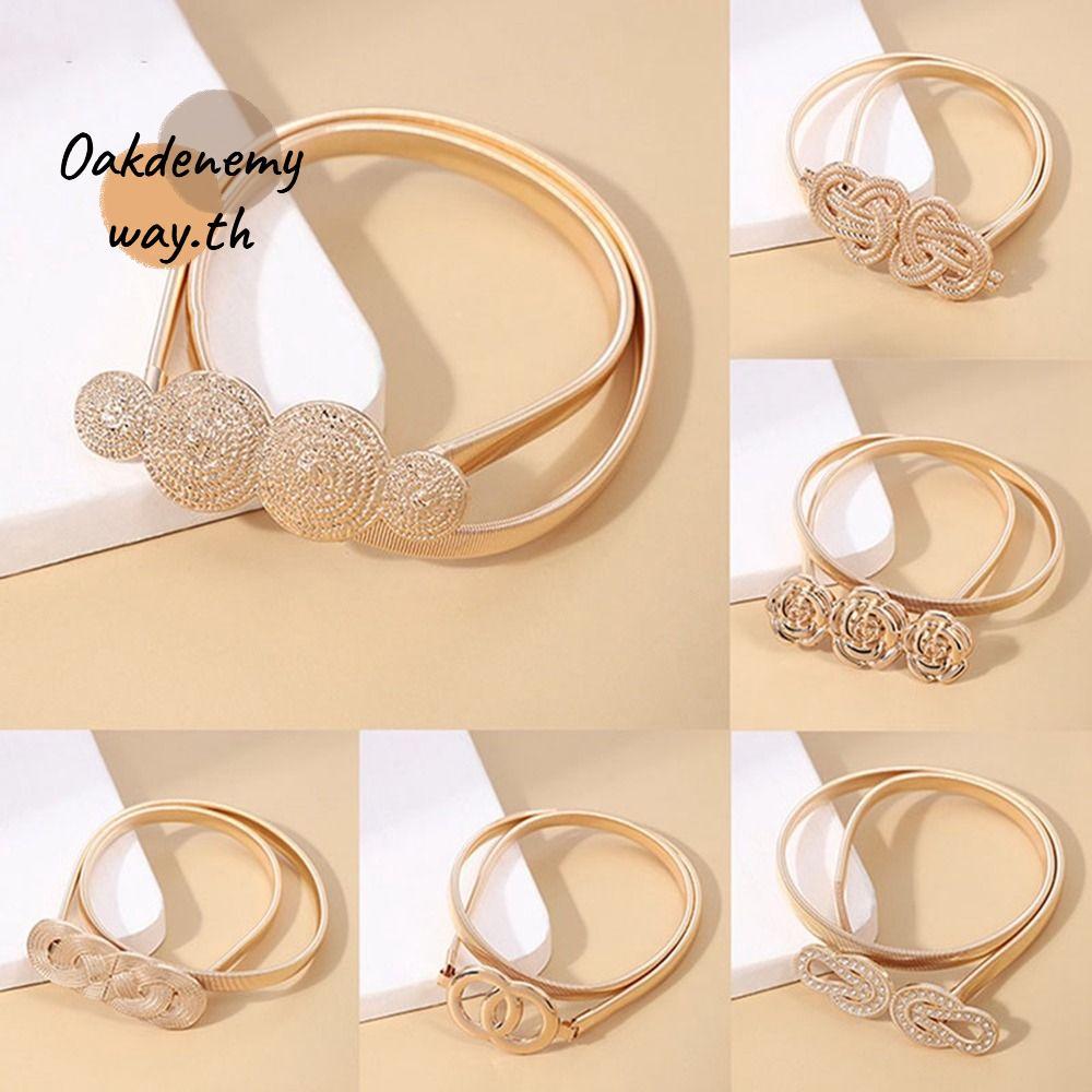 เข็มขัดเอวหัวเข็มขัดทอง ยืดหยุ่นได้ เหมาะสำหรับชุดย้อนยุคของผู้หญิง