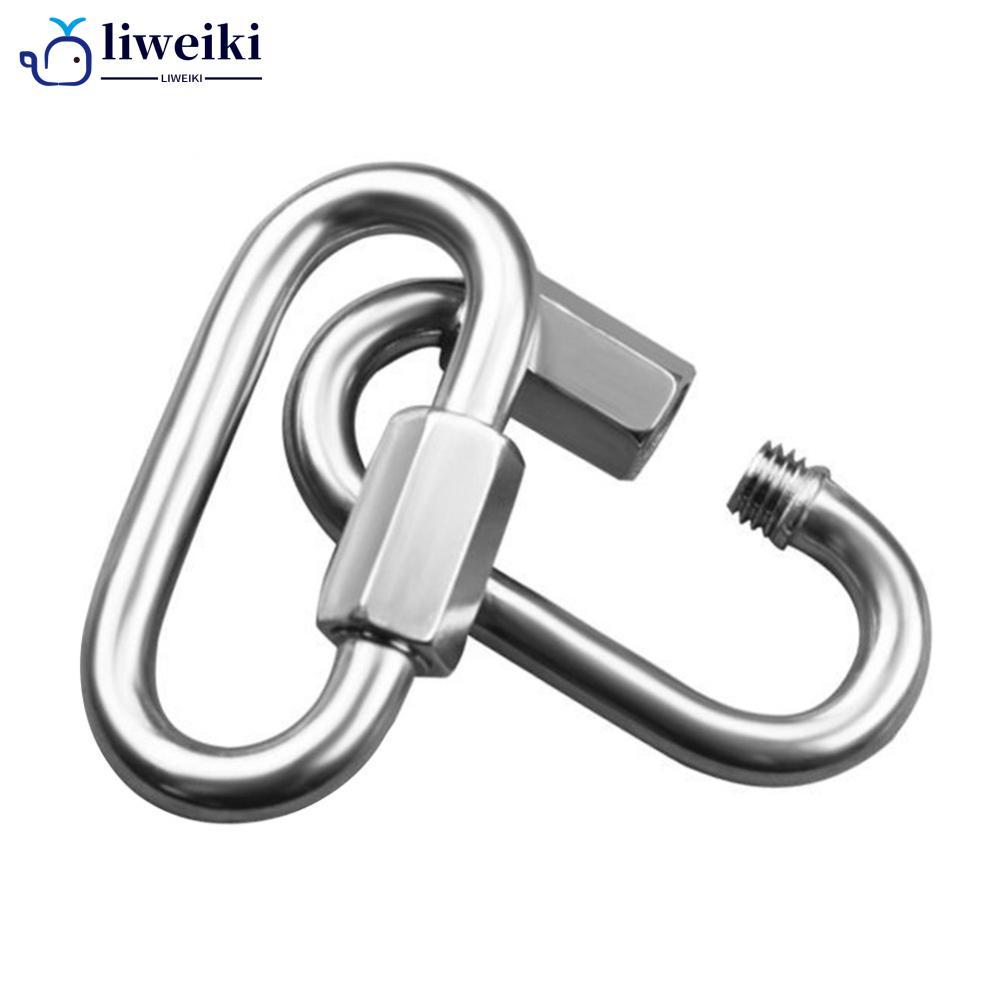 LIWEKI สแตนเลสรูปไข่ Quick Links D-Lock Carabiner ความปลอดภัย Snap Hook ปีนเขาหัวเข็มขัดปีนเขาเกียร์