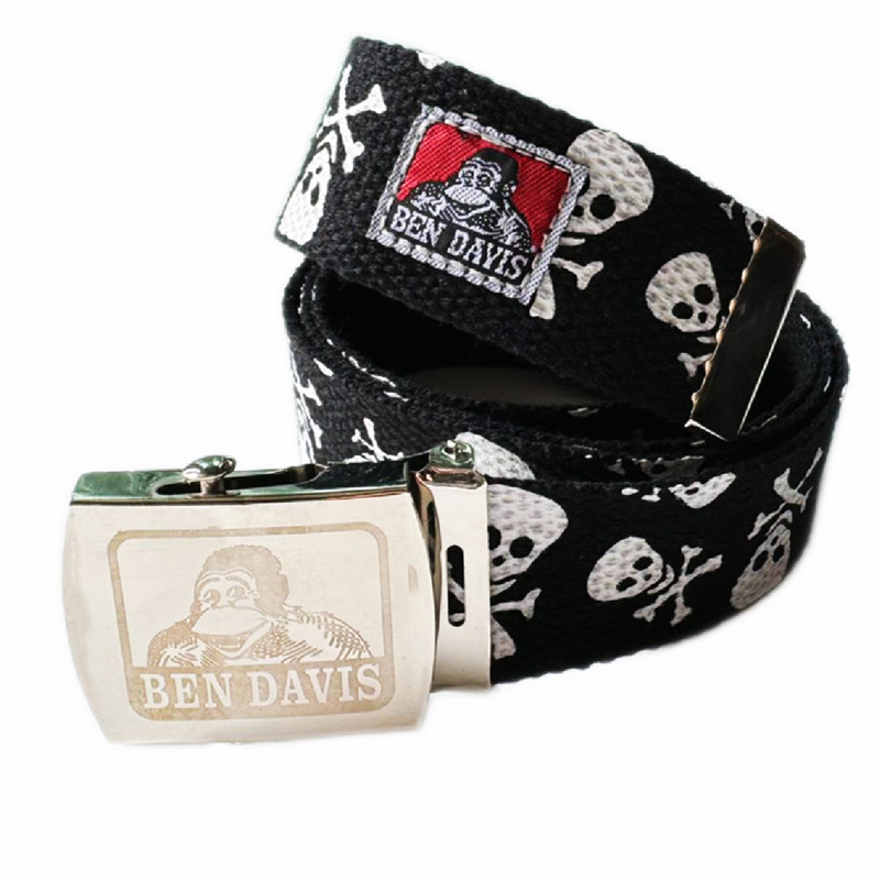 เข็มขัดผ้าใบกอริลลา ดีไซน์กะโหลกศีรษะ พร้อมหัวเข็มขัดอัตโนมัติ - รูปที่ 3