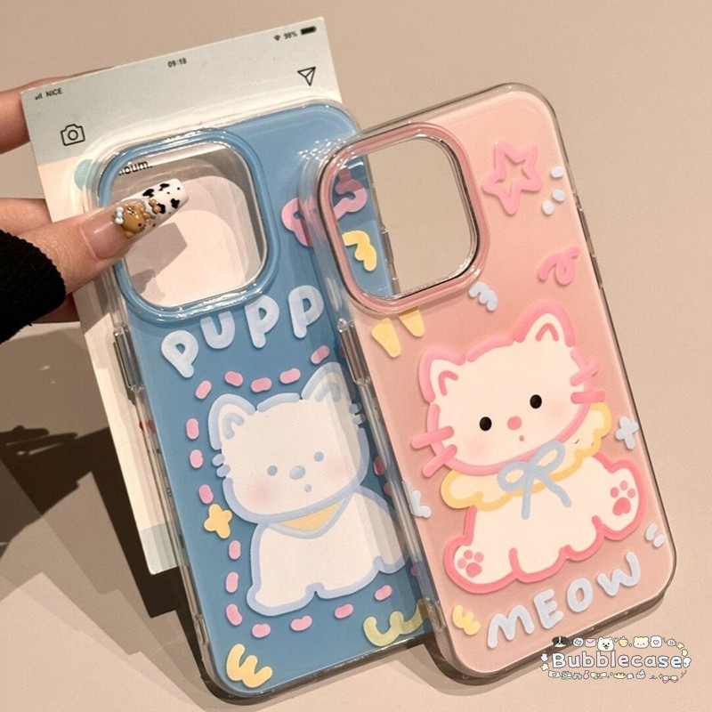 เคส Oppo A55 A3s A11 A16 A15 A12 A5s A60 A54 A3 A7 A3X A5i A3Pro A58 A52 A17 A18 A38 ปกการ์ตูนรักษาแมวและสุนัข IMD