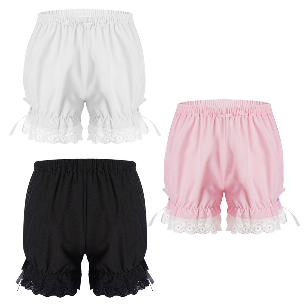 Yeahdor กางเกงขาสั้นเด็กผู้หญิง Lolita Bloomers Maid Ruffle กางเกงฟักทอง