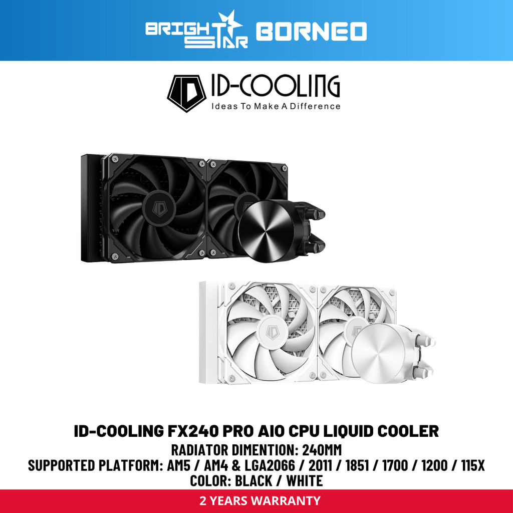 ID-COOLING FX240 Pro AIO CPU Liquid Cooler - สีดํา/ขาว