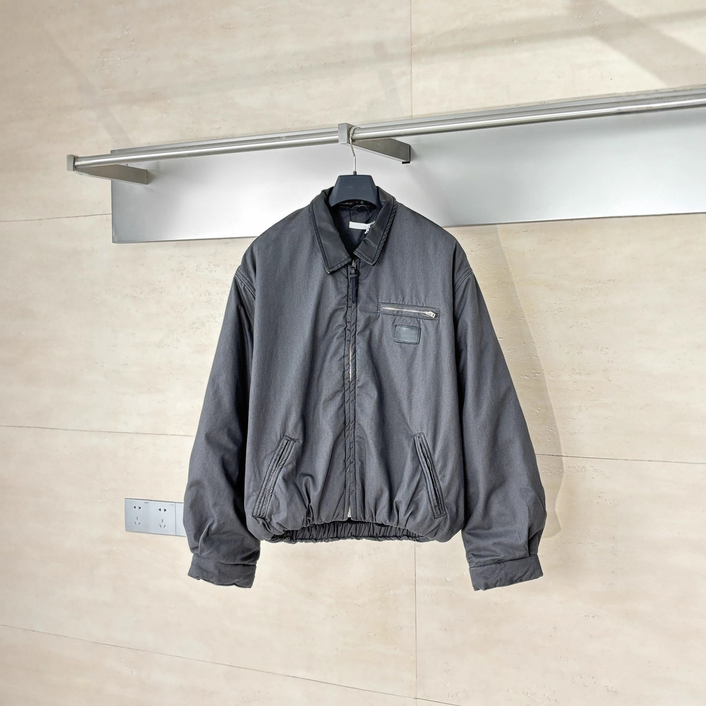 J4H6 acne''' New Barn Style Leather Collar Padded Zipper Jacket Unisex Trendy