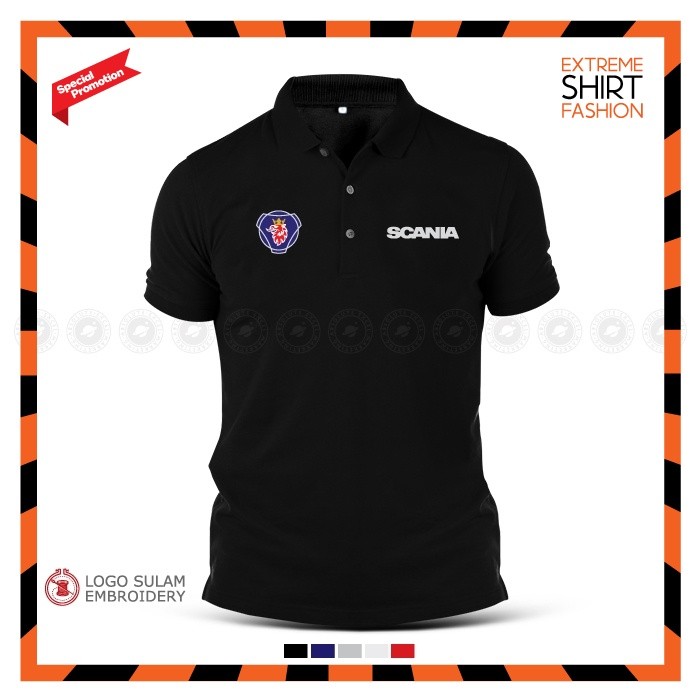 [พร้อมส่ง] เสื้อโปโลลำลอง Scania 🏎️ ปักลาย สไตล์คลาสสิก สำหรับแฟนรถบรรทุกและรถพ่วง | Casual Polo Shirt