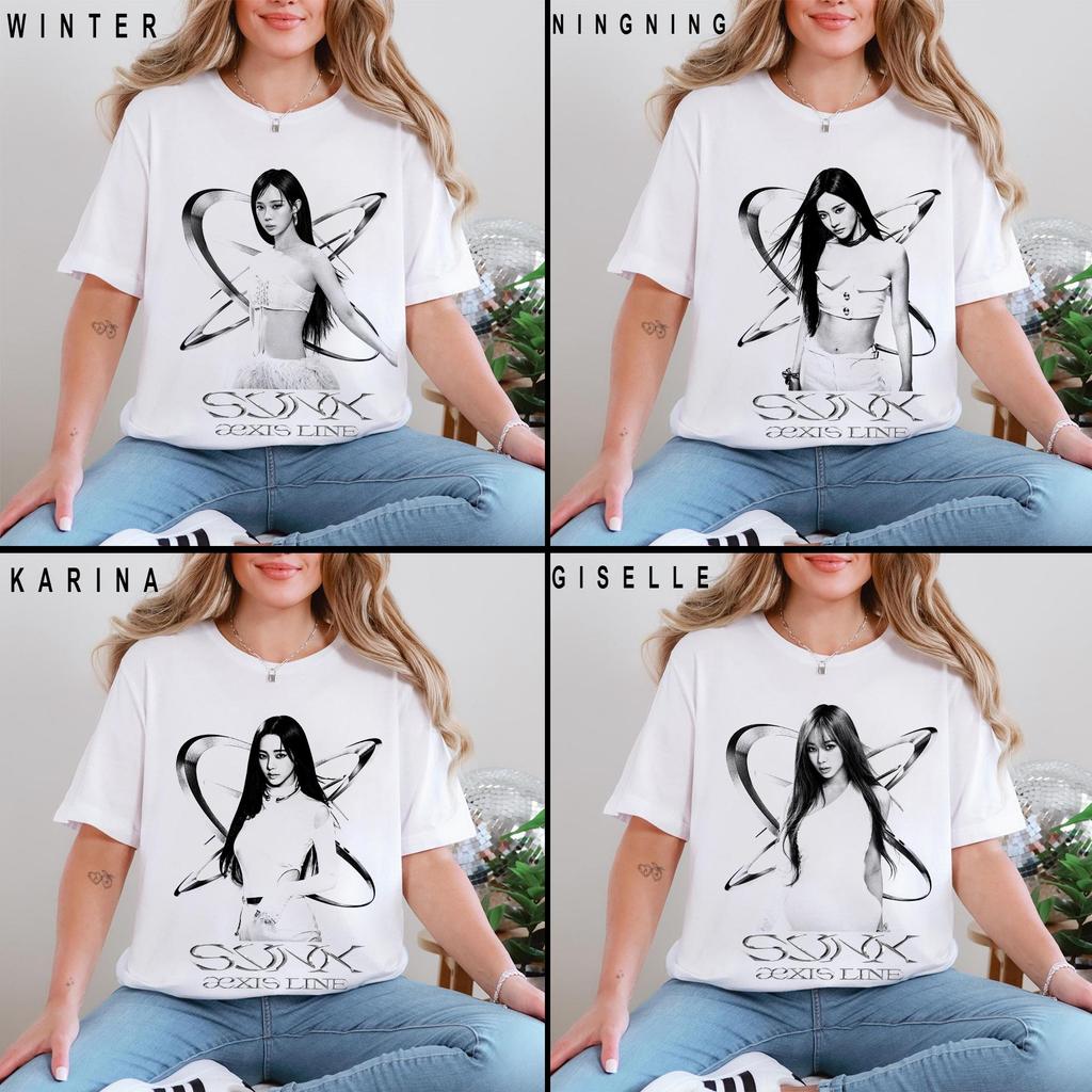 เสื้อยืดสมาชิก Aespa Live Tour 2025, เสื้อยืด Aespa Synk: Aexis Line 2025 สมาชิก Aespa karina gisell