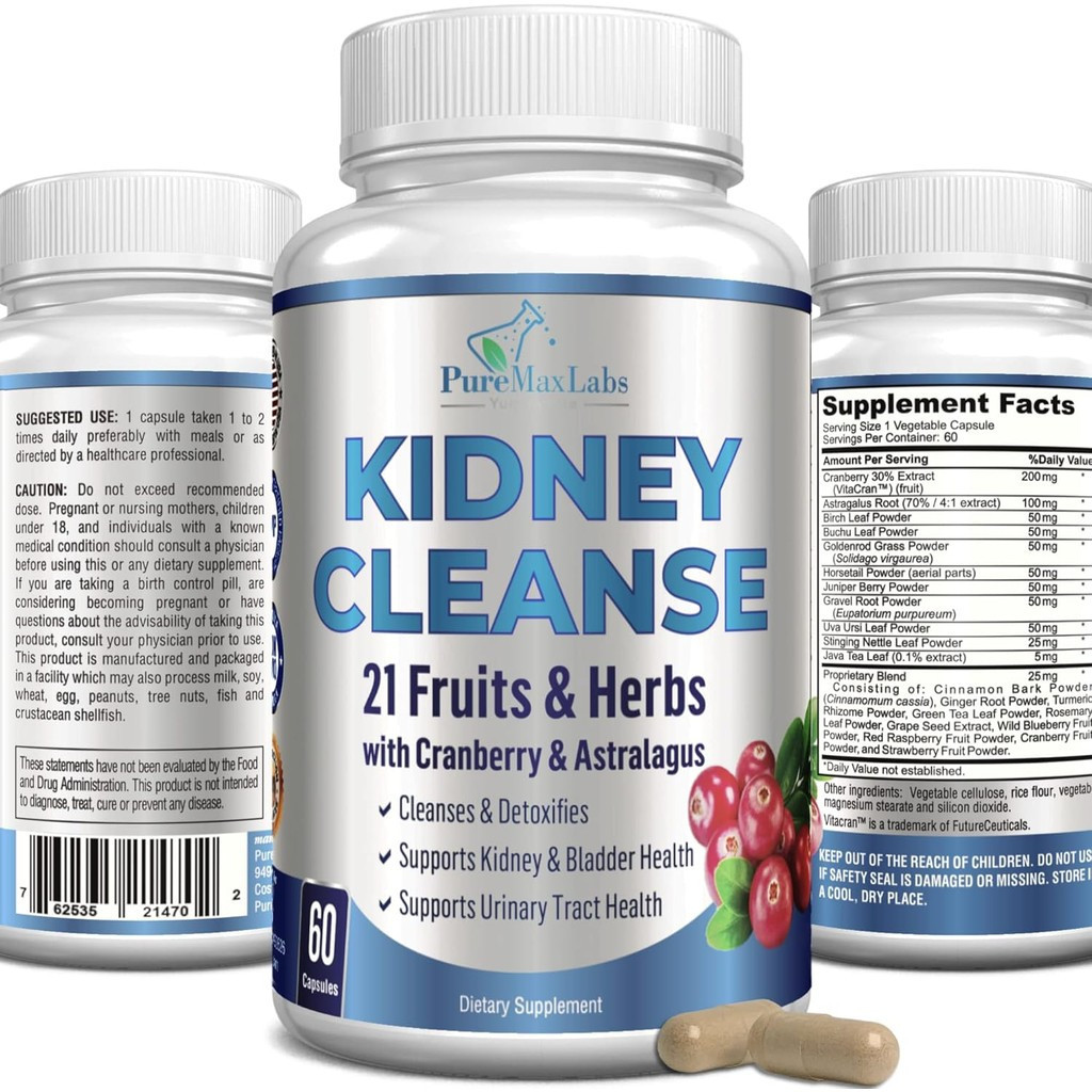 Herbal Kidney Cleanse with Cranberry Extract, Astralagus - 21 Fruits & Herbs - Detox & Cleanse Urina