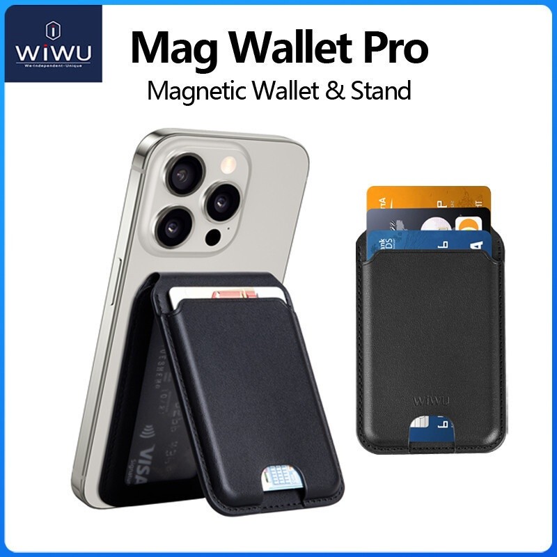 WiWU Mag Wallet Pro Leather Portable Stand Card Wallet Strong Magnetic Adsorption Mag Wallet for iph