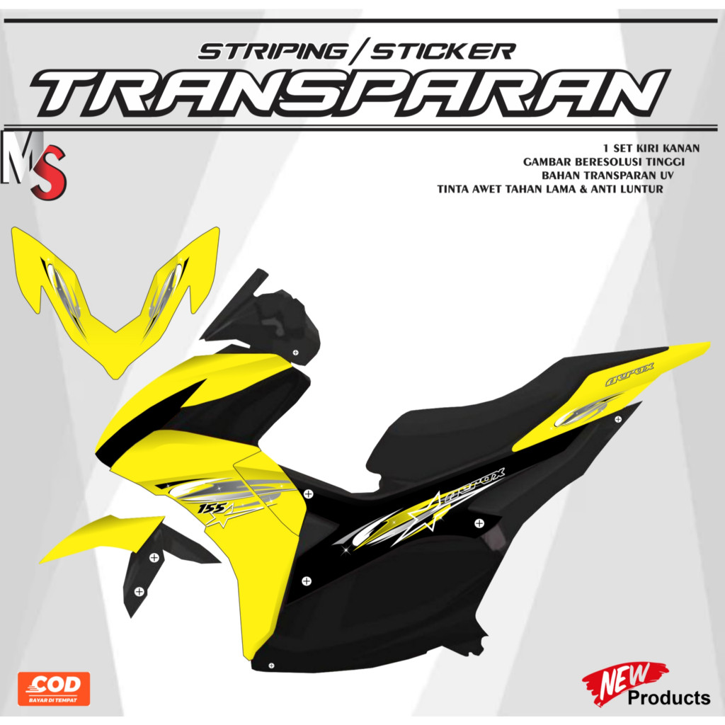 สติ๊กเกอร์ / สติ๊กเกอร์ AEROX แถบ TRANSPARENT ใหม่ MS BINTANG LIMITED EDITION M1