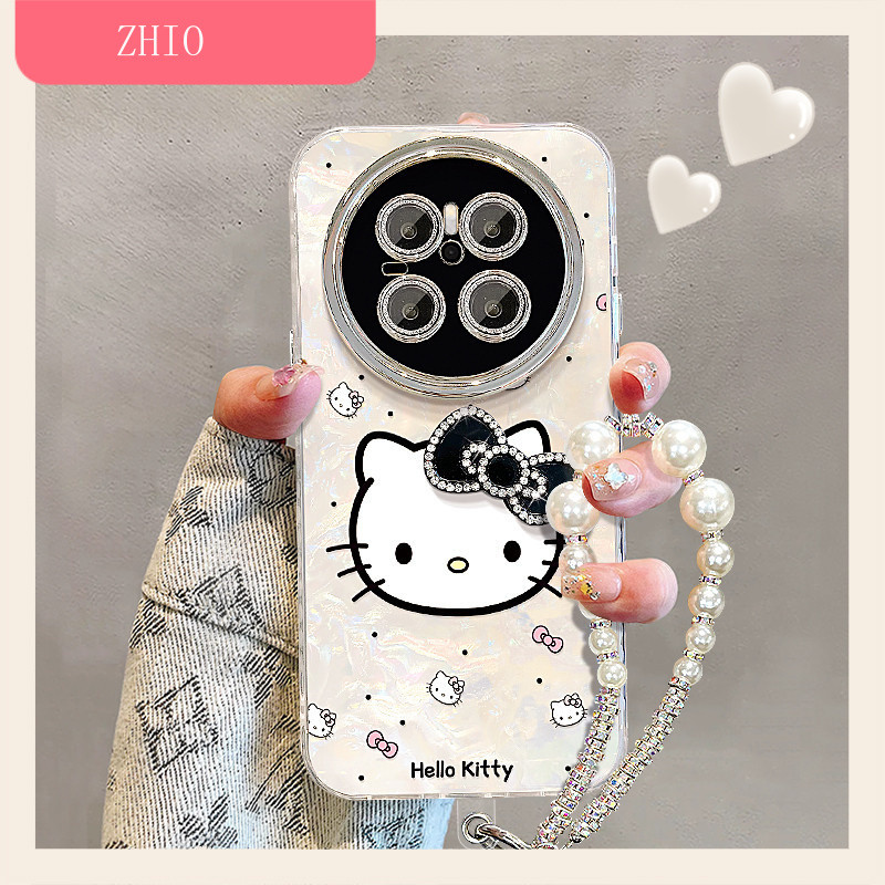 [68] เหมาะสําหรับ Huawei mate70 เคสโทรศัพท์ฤดูร้อนใหม่สไตล์หญิง mate60/30 Line kt สร้อยข้อมือโบว์แมว