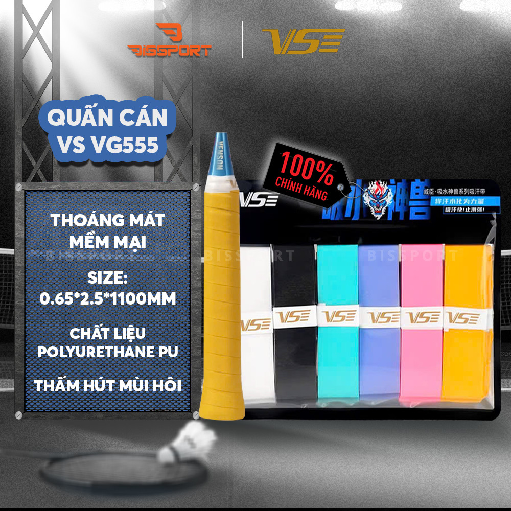 ด้ามจับแบดมินตัน VS Venson VG555 ของแท้ - ยาว - บางและเบา - เหนียวเป็นพิเศษ - กันน้ําได้ดี - ด้ามจับ