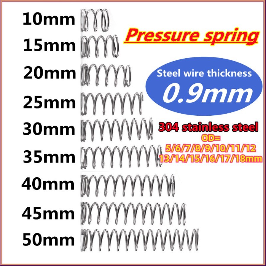สปริงบีบอัด สปริงคืน สปริงบีบ สแตนเลส 304 d0.9mm * OD6-16mm*L10-50mm JFDP001-5 ราคา ถูกที่สุด ดีลบีเคเค แกลเลอรีภาพที่ 2