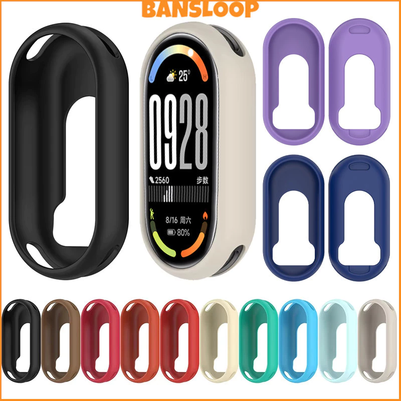 กรณีซิลิโคน for Xiaomi Mi Smart Band 10 9 8 อุปกรณ์ป้องกันหน้าจอรองยางอ่อนอุปกรณ์ครอบกันชน for Mi Band 10 9 8 NFC