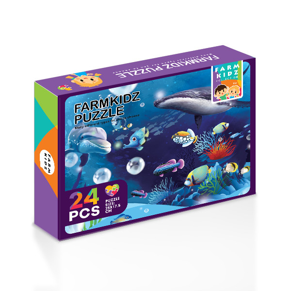 (Tech Inspire) : FK3-จิ๊กซอว์กล่อง 24PCS-I : Farmkidz Puzzle Box 24PCS (FK3-PZB-MIX20-I) BOX : W15.4