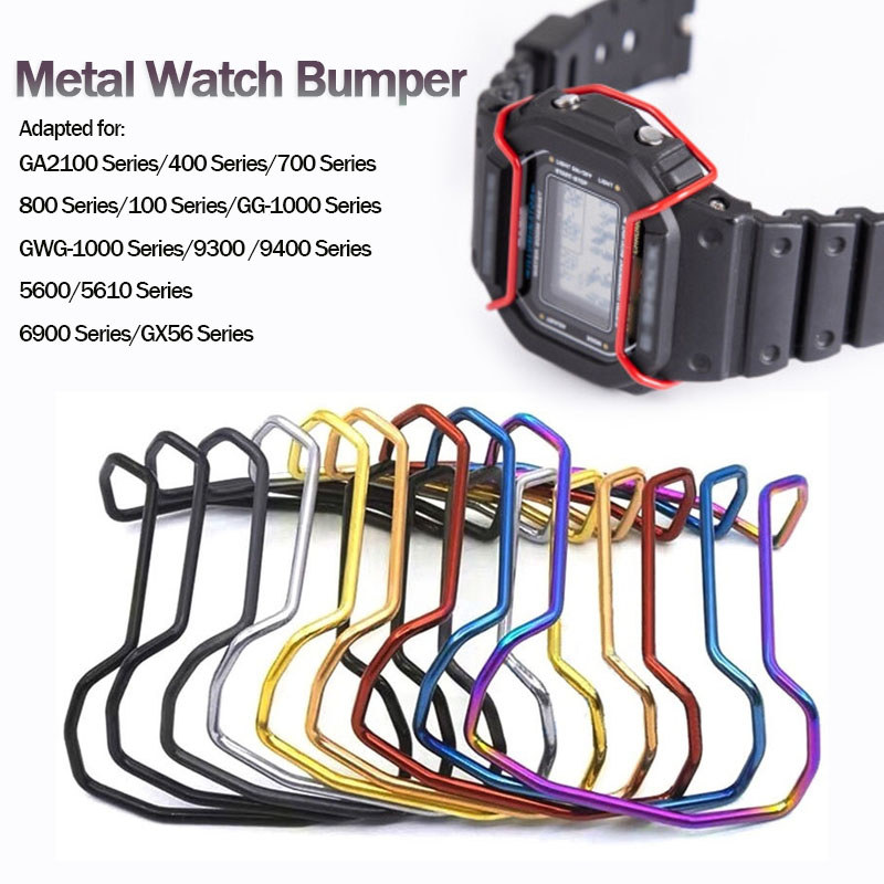 โลหะนาฬิกากันชนสําหรับ Casio DW5600/610/6900 GA700/800 GA2100 GD100 GA400 GG1000 GWG1000 GW9300/9400 การปรับเปลี่ยนนาฬิกา Anti-Collision สแตนเลสกันชนอุปกรณ์เสริม
