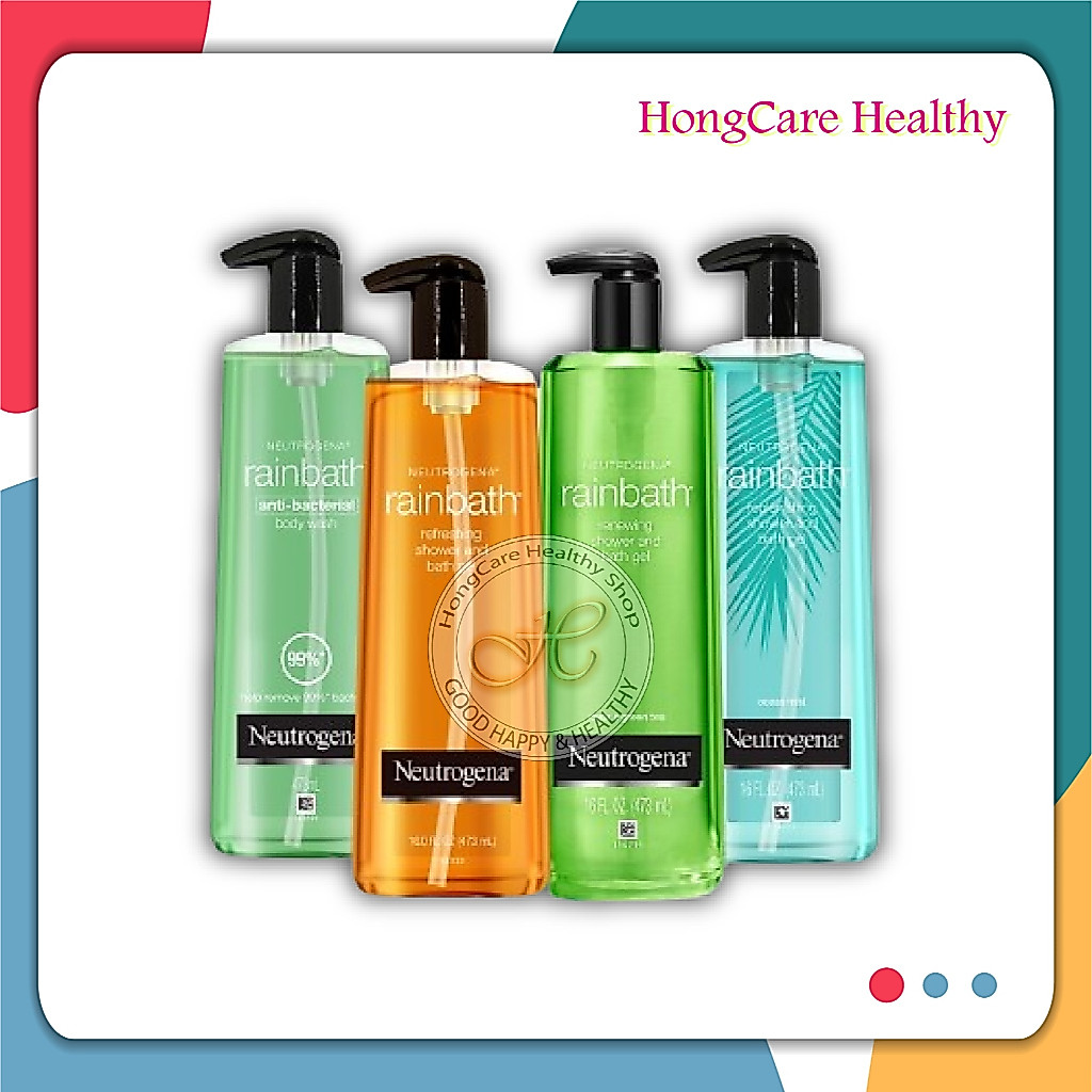 Neutrogena Rainbath Body Wash Gel 473 ml. [ 4 สูตร : Refreshing , Ocean Mist , Anti-bacterial , Pear , Green Tea ]