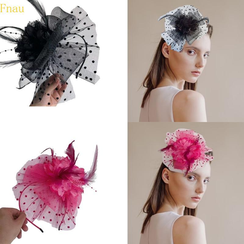 Fnau Fascinator ที่คาดผม 1920s อเนกประสงค์ Tophat Elegant สําหรับเจ้าสาวงานแต่งงาน