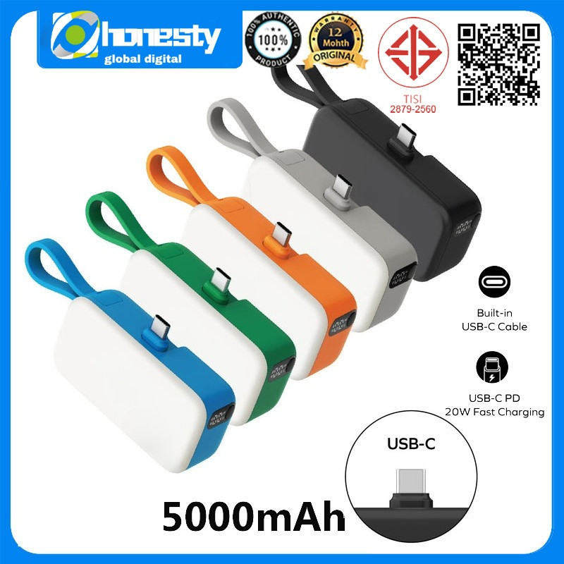 MOMAX 1-Power Mini Power Bank 5000mAh 3-In-1 PD20W ในตัวสาย USB-C Powerbank