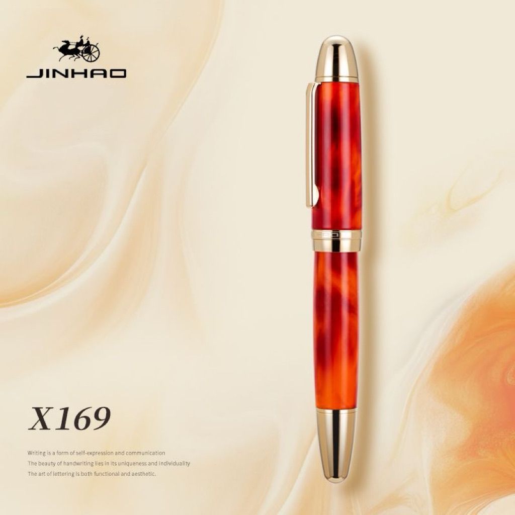 JINHAO X169 Fountain ปากกาคลิปทองปากกา Elegant สีดํา EF/F/M Nib เขียนหมึกปากกา Pk 9019 สํานักงานโรงเ