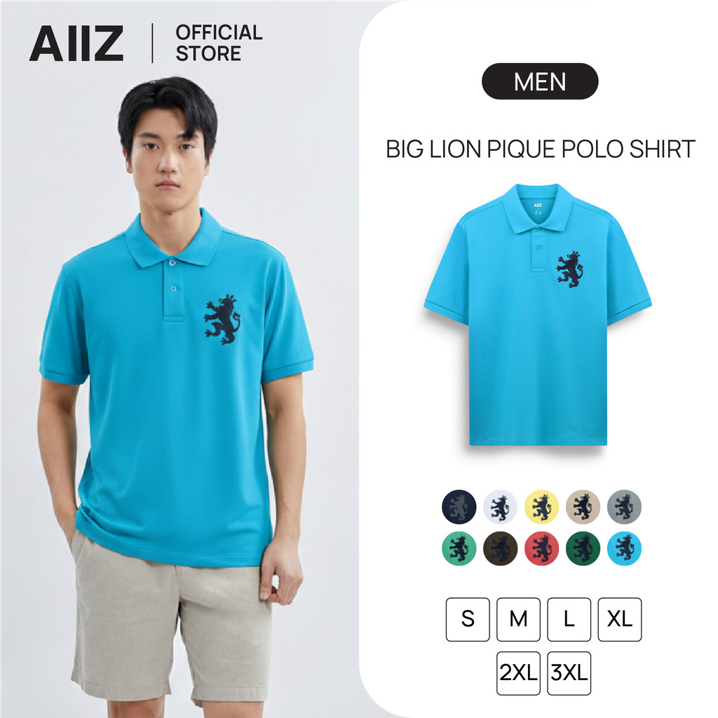 เสื้อโปโล Aiiz Big Lion Pique สําหรับผู้ชาย