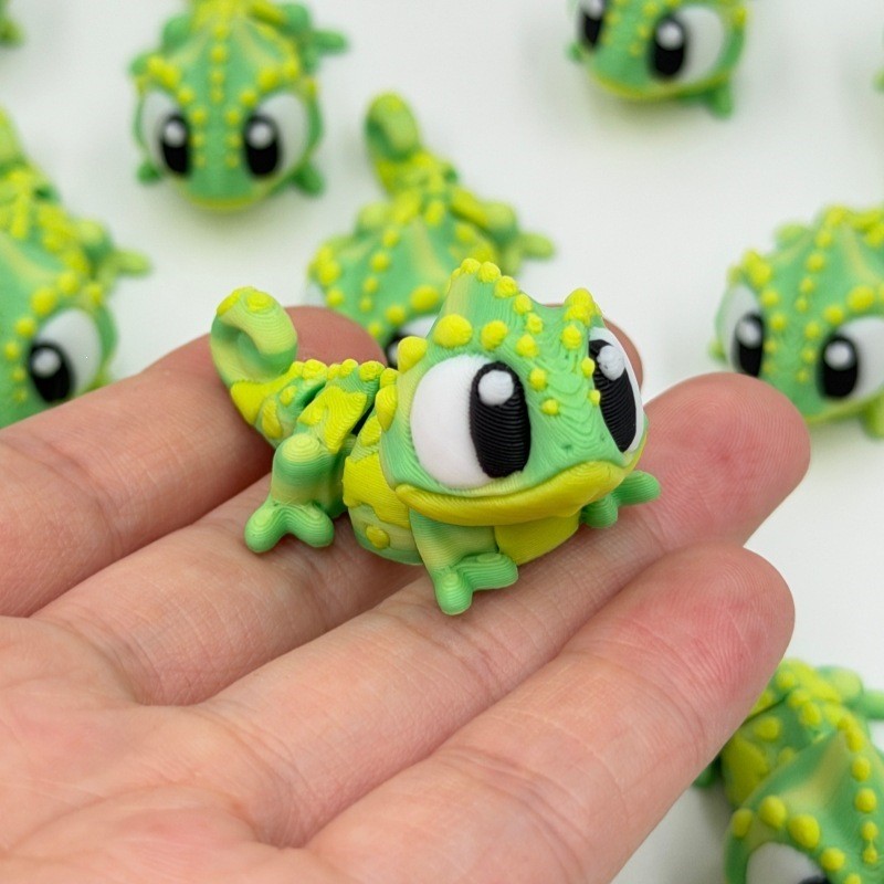 น่ารัก 3D Articulated Chameleon Fidget ของเล่น, Movable Joint Chameleon Figurine,ความเครียดบรรเทากระเป๋าของเล่นสําหรับเด็กและผู้ใหญ่
