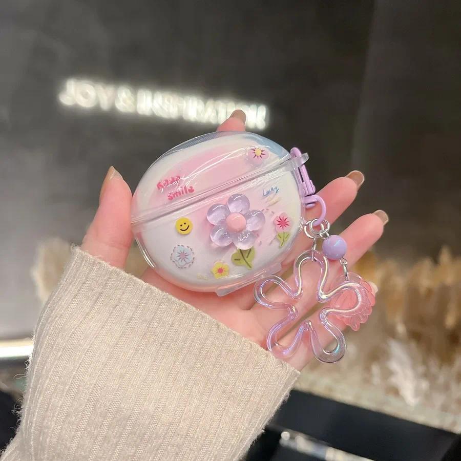 Honor Earbuds X7 Cover แฟชั่นดอกไม้/น่ารักการ์ตูนพวงกุญแจซิลิโคนโปร่งใสหูฟังฝาครอบ Honor X7 ฝาครอบ