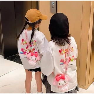 CF.HOME Sanrio กระเป๋าสะพายไหล่ ซิลิโคน ลาย Hello Kitty Kuromi My Melody Labubu ใส่เหรียญได้ ของเล่นสําหรับเด็ก