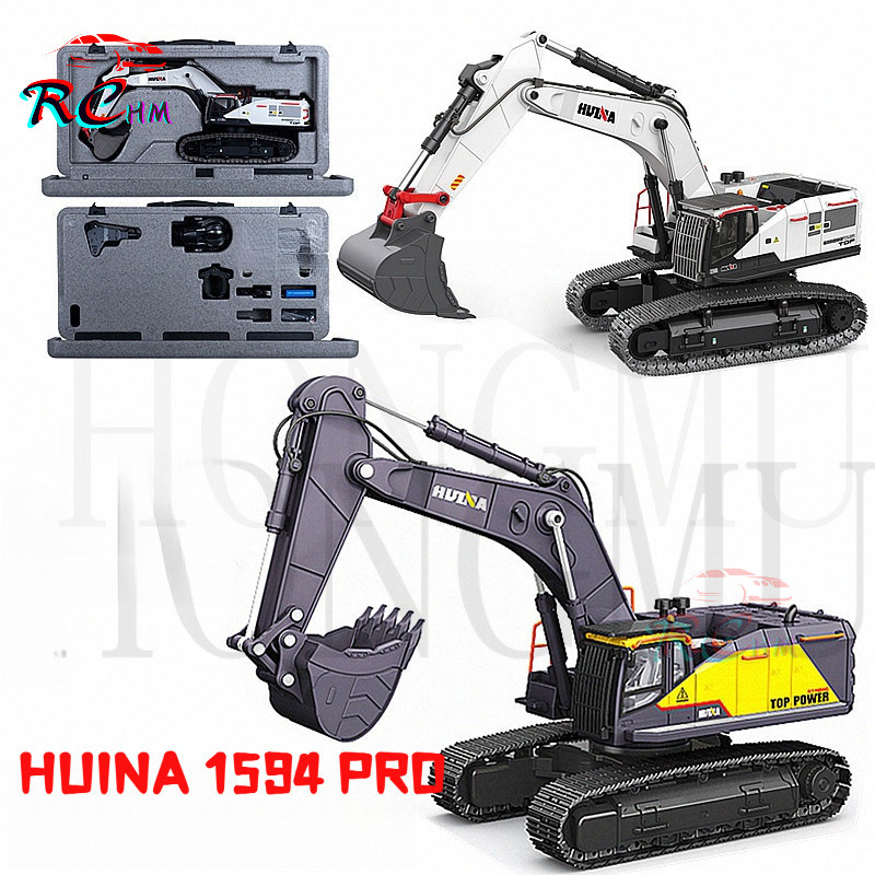 2026 HUINA 1594 594 pro โลหะ RC Excavator 1/14 ไฟฟ้า Heavy Duty 28 ช่องรีโมทคอนโทรล Excavator รถของเ