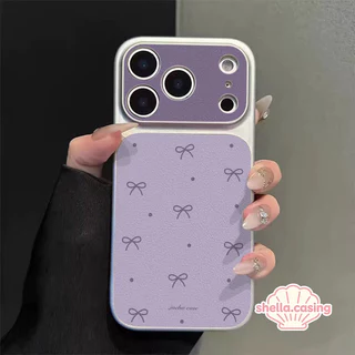 เคสไอโฟน17 เหมาะสำหรับ IPhone 15 11 12 17 13 14 16 Pro Max 14 15 16 Plus Air เคสโทรศัพท์หุ้มขอบเต็มรูปแบบพร้อมโบว์สีม่วง