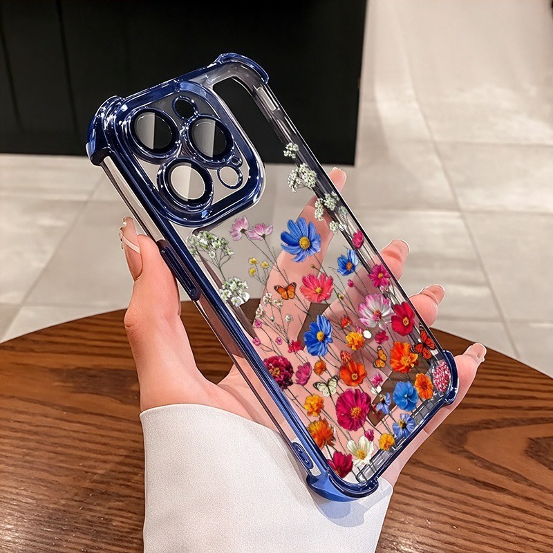 ชัดเจน เคส สำหรับ Xiaomi Redmi note 17 15 14 13 12 pro plus max 14C 15C หรูหราพรีเมี่ยมน่ารักดอกไม้โปร่งใสชุบกันกระแทกกรณีโทรศัพท์อ่อ