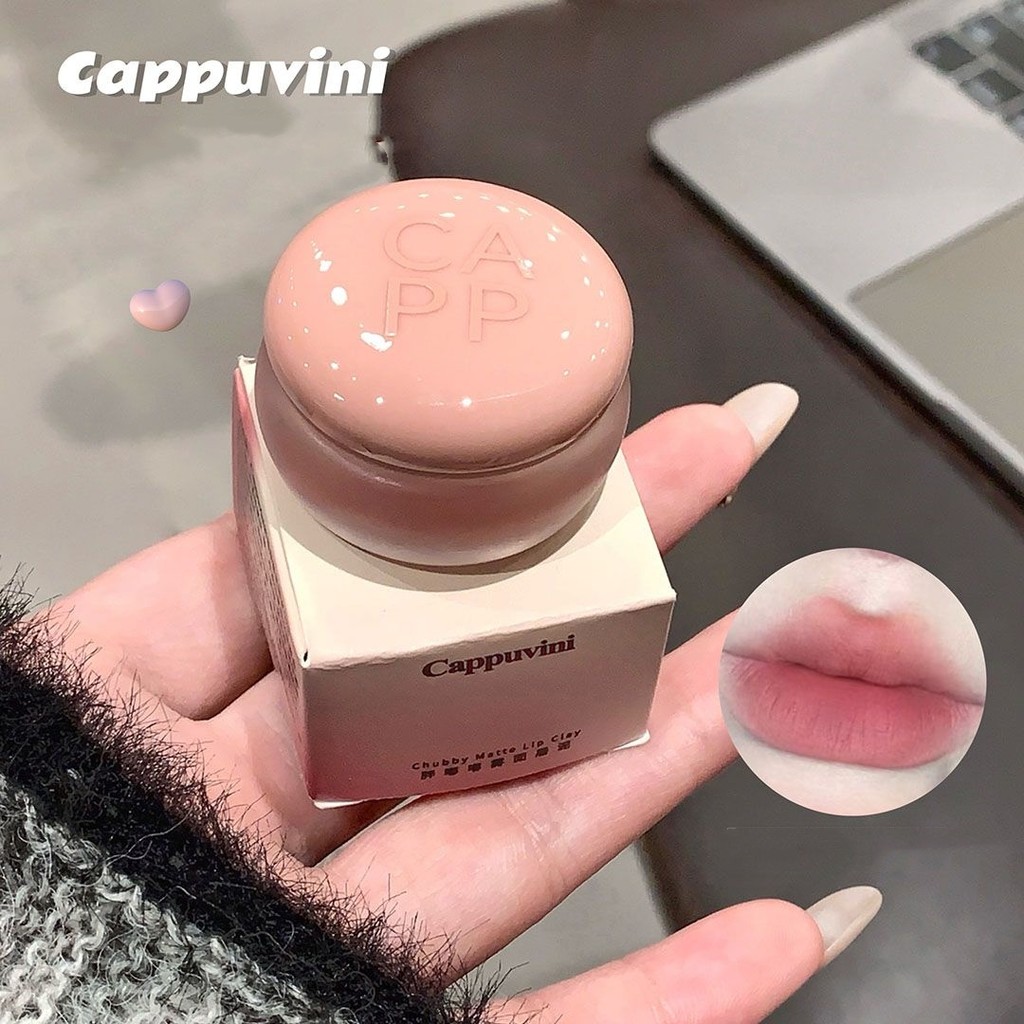 Cappuvini กระป๋อง Lip Cheek Cream Matte Mud Soft Mist Powder Blusher ลิปสติกไวท์เทนนิ่งสําหรับผู้หญิง