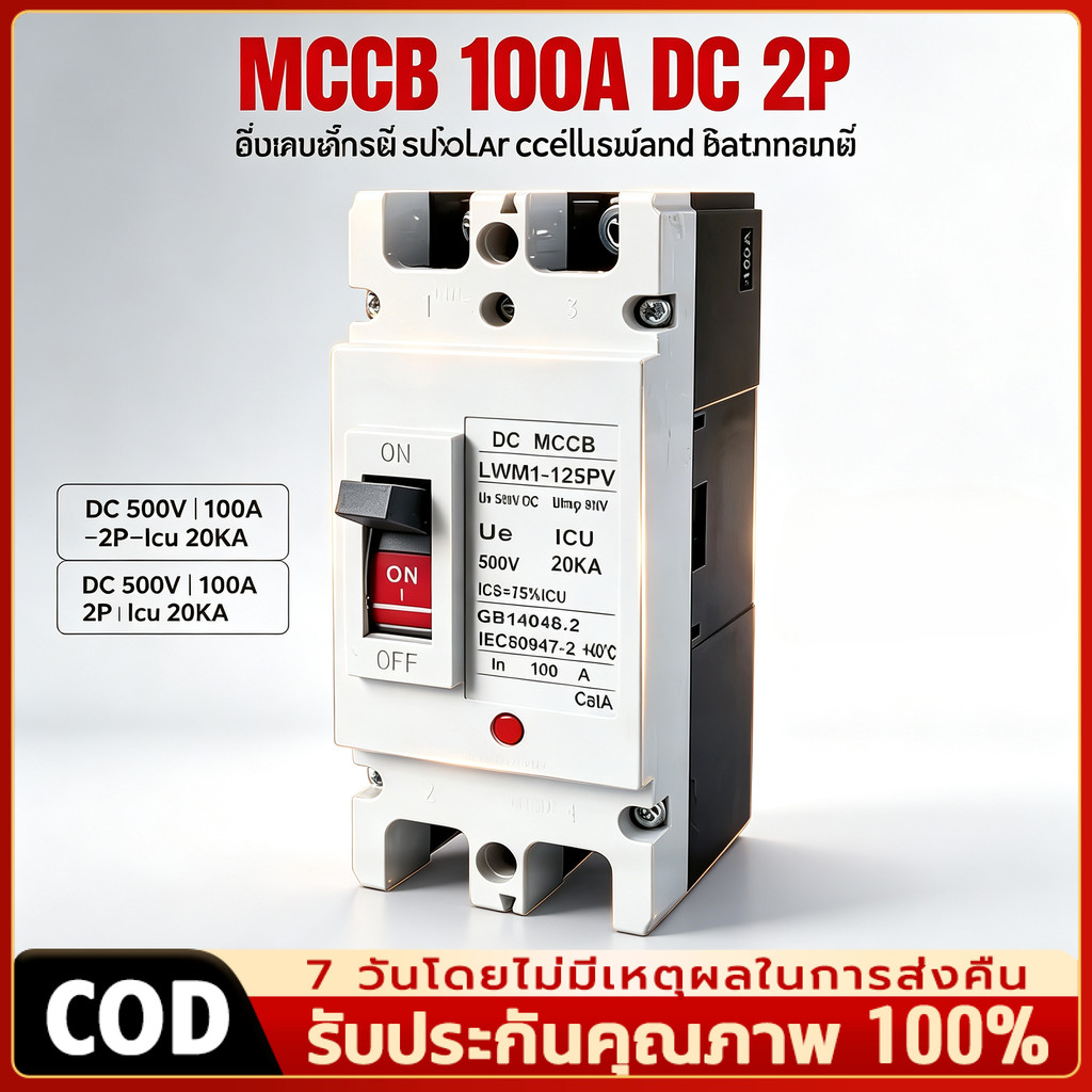 2P AC เบรกเกอร์สำหรับแบตเตอรี่ 100A สินค้าพร้อมส่งจากไทย
