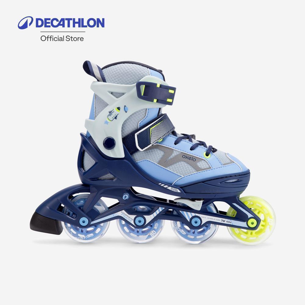 Decathlon Kids' Inline Fitness Skates Fit3 - Abyss Grey รองเท้าอินไลน์สเก็ตเด็กเพื่อการออกกำลังกาย รุ่น Fit3 - Blue