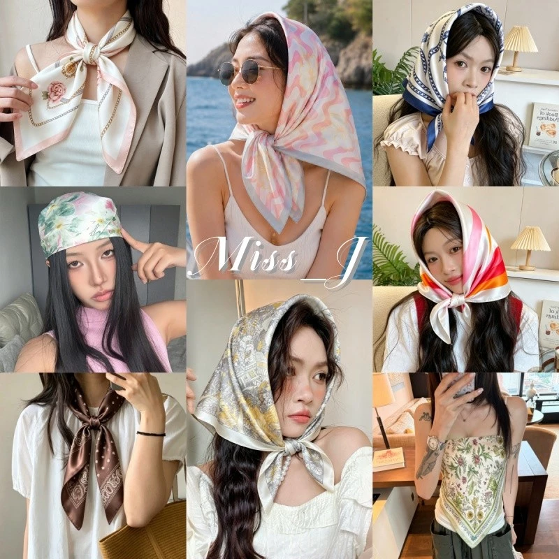 Miss_J พร้อมส่งจากกทม 🎀คอลเล็กชั่นผ้าพันคอชีฟอง หรูหรา เรียบง่าย และใช้งานได้หลากหลาย ความยาว 70 cm
