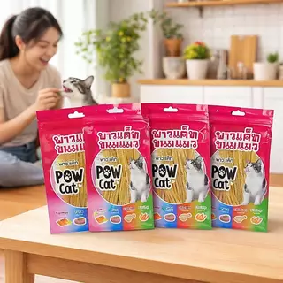 Boqi factory ขนมแมว อาหารทานเล่นสำหรับแมว ปลาเส้นPOW CAT ขนมสำหรับแมว POW CAT