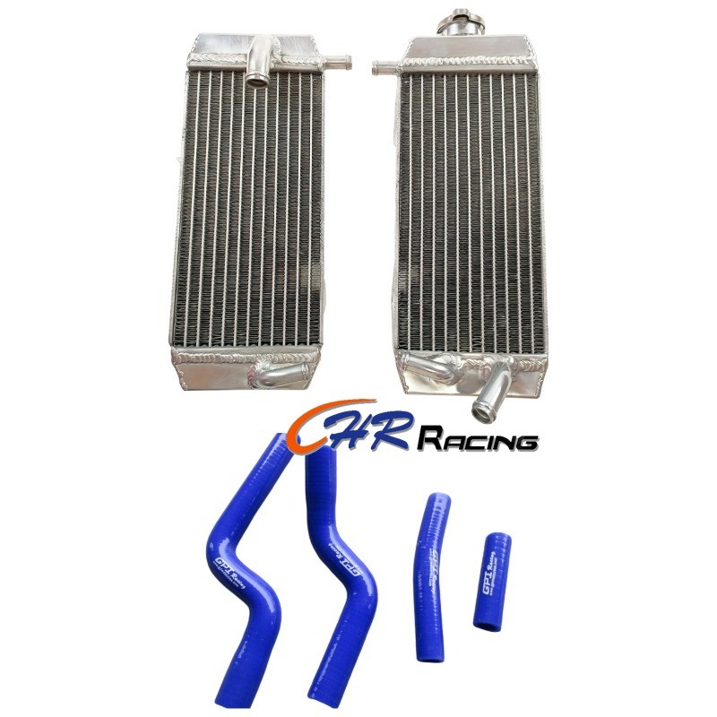 LH&RH หม้อน้ําอลูมิเนียม + ท่อหม้อน้ําซิลิโคนสีฟ้าสําหรับ 2007 2008 2009 YAMAHA YZ250F YZF250 YZF 25