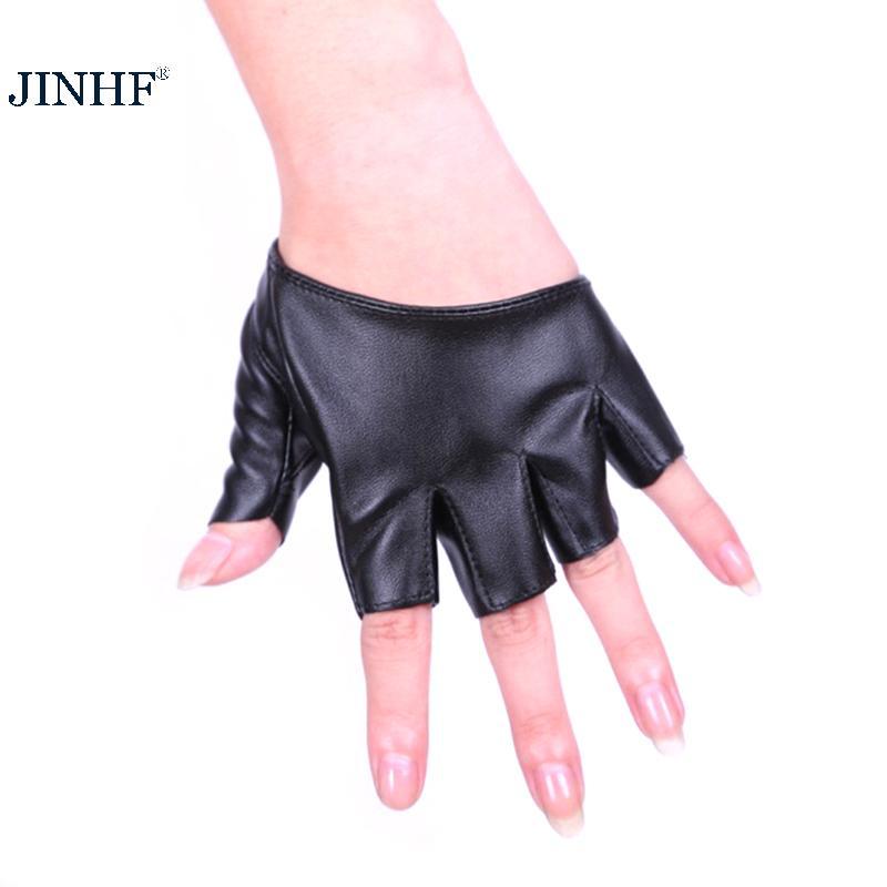JINHF Pu หนังถุงมือไร้นิ้วสําหรับ Goth Punk Ro Lolita Harajuku Stage Party Jelly