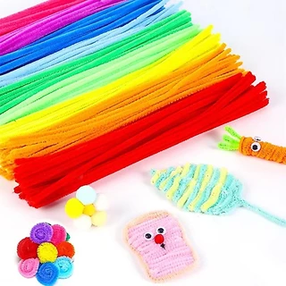 (100pcs) สินค้าพร้อมส่ง ลวดกำมะหยี่ DIY แยกสี สร้างสรรค์งานประดิษฐ์ต่างๆ สำหรับงานฝีมือ สีสันสดใส
