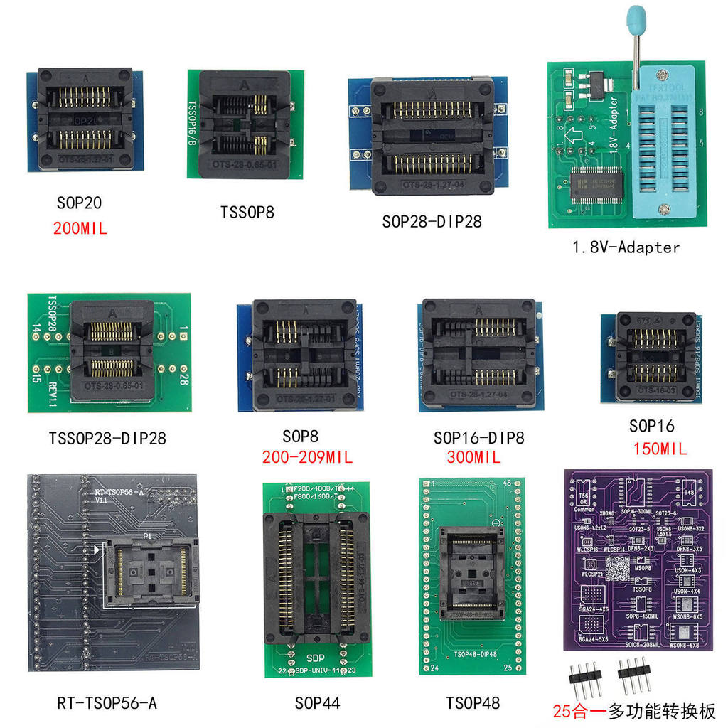 RT809F RT809H Burner Programmer กว้าง 8 16 Pins 48 Pins Bounce ที่นั่งอ่านหนังสือเขียนที่นั่ง Conver