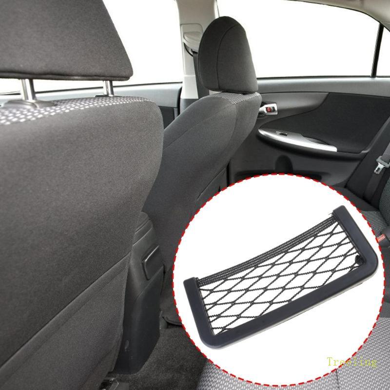 Treeling น้ํายาเก็บของในรถที่ใช้งานได้จริงพร้อมตาข่ายยืดหยุ่น Family Car Organizers ตาข่ายเบาะหลังสํ