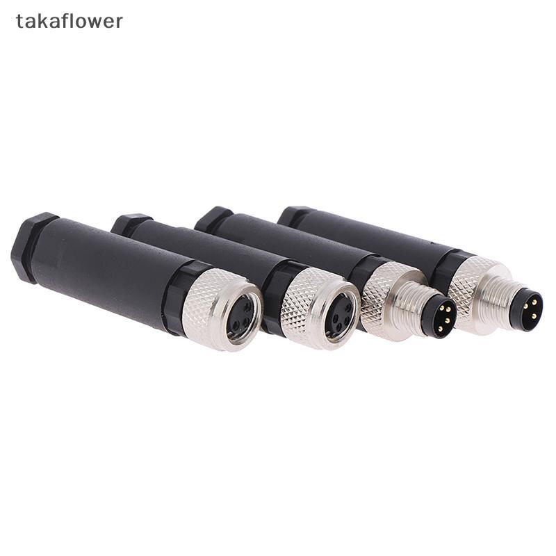 Takaflower 1 PC M8 Sensor Connector 3/4 Pin ปลั๊กมุมตรงชาย/หญิงใหม่