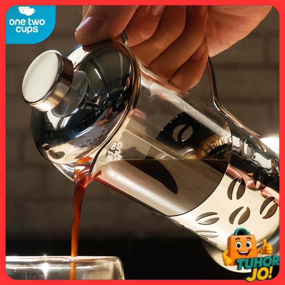 One Two Cups French Press Coffee Maker Pot Plunger Borosilicate 350ml - KG72