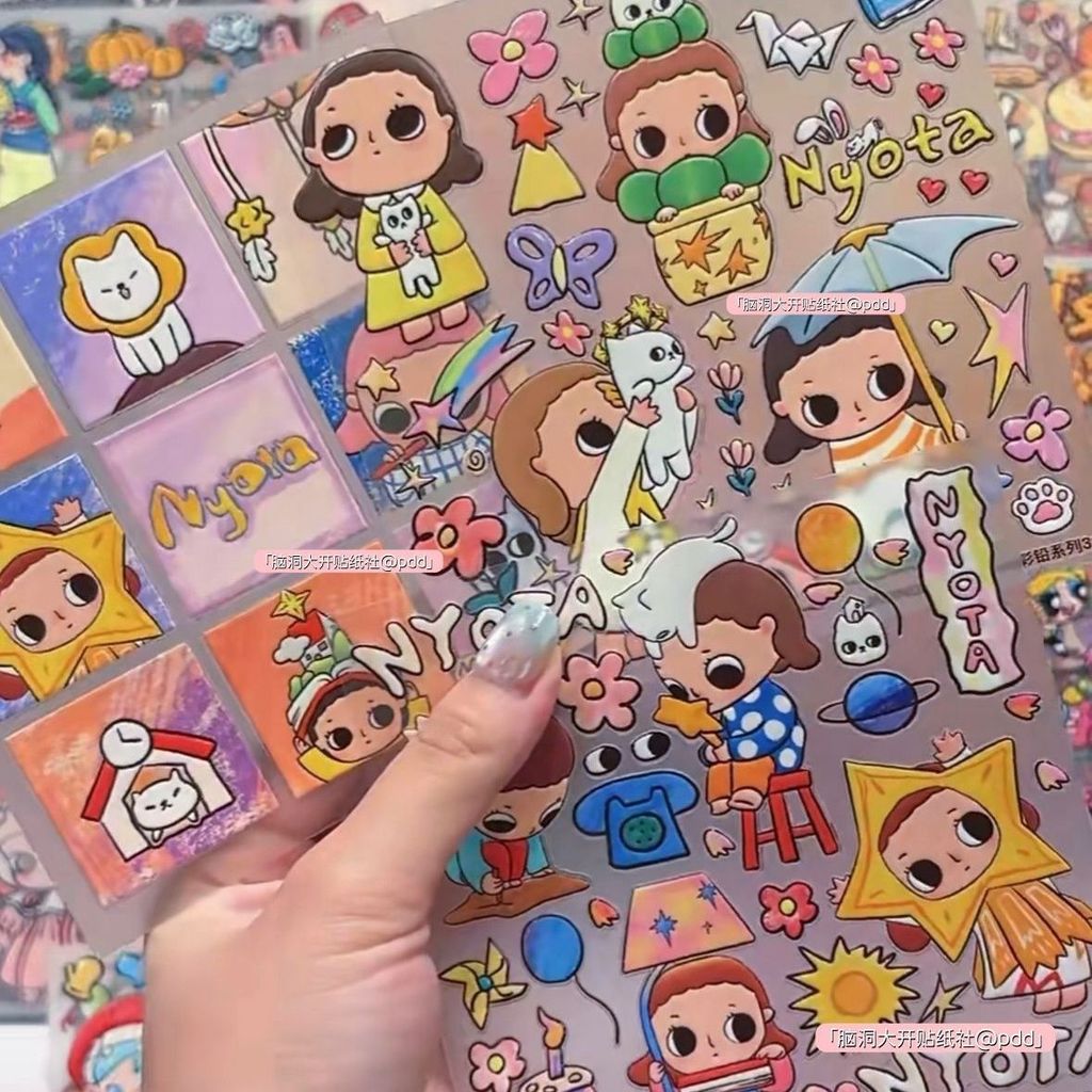 P POP Mart NYOTA สติกเกอร์นูน DIY คู่มือโทรศัพท์มือถือ iPad กล้องถ้วยน้ําตกแต่งกันน้ํา