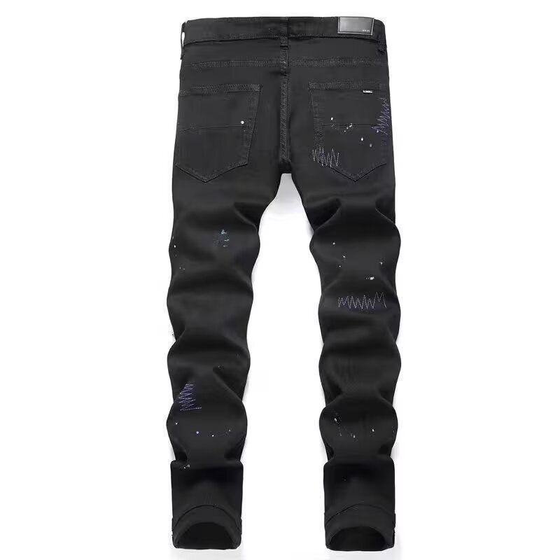 PUR jeans American High Street Hot Street Diamond-Studded Slim-fit Pants Skinny High Street Ripped S