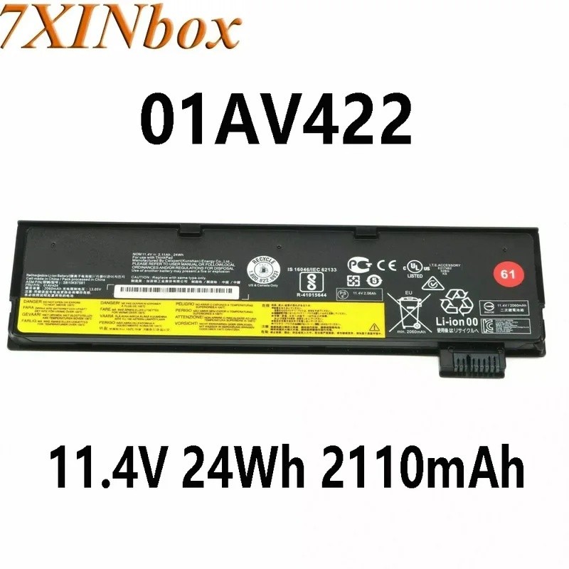 7XINbox 01AV423 11.4V 24Wh 2110mAh แบตเตอรี่แล็ปท็อปสําหรับ Lenovo ThinkPad T470 T480 T570 T580 P51S