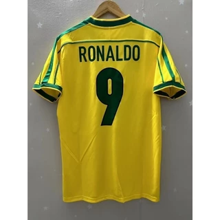 Retro 1998 Brazil Ronaldo R CARLOS Top Home Football Jersey Shirt 98abac