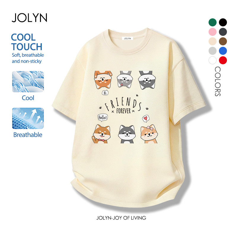 เสื้อยืดสตรี ใส่สบาย ไม่หด คอกลม ระบายอากาศได้ ตัดเย็บดี ลายพิมพ์การ์ตูนน่ารัก ฤดูร้อน 2026สินค้าใหม่ แนวโน้ม (พร้อมส่ง)