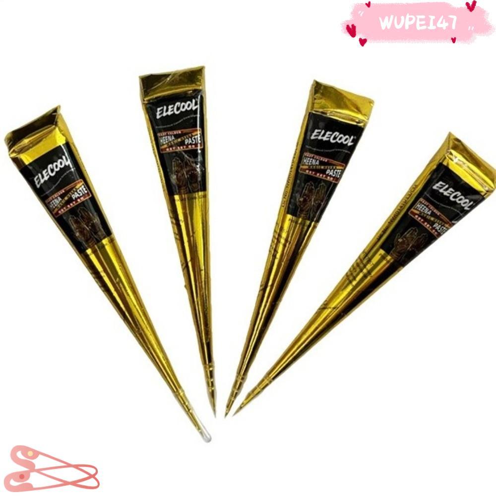 WUPEI47AD Henna Paste Cone, Easy-To-Use Black Brown Henna Tattoo, Mehndi ชั่วคราวกึ่งถาวร Mehndi Bod